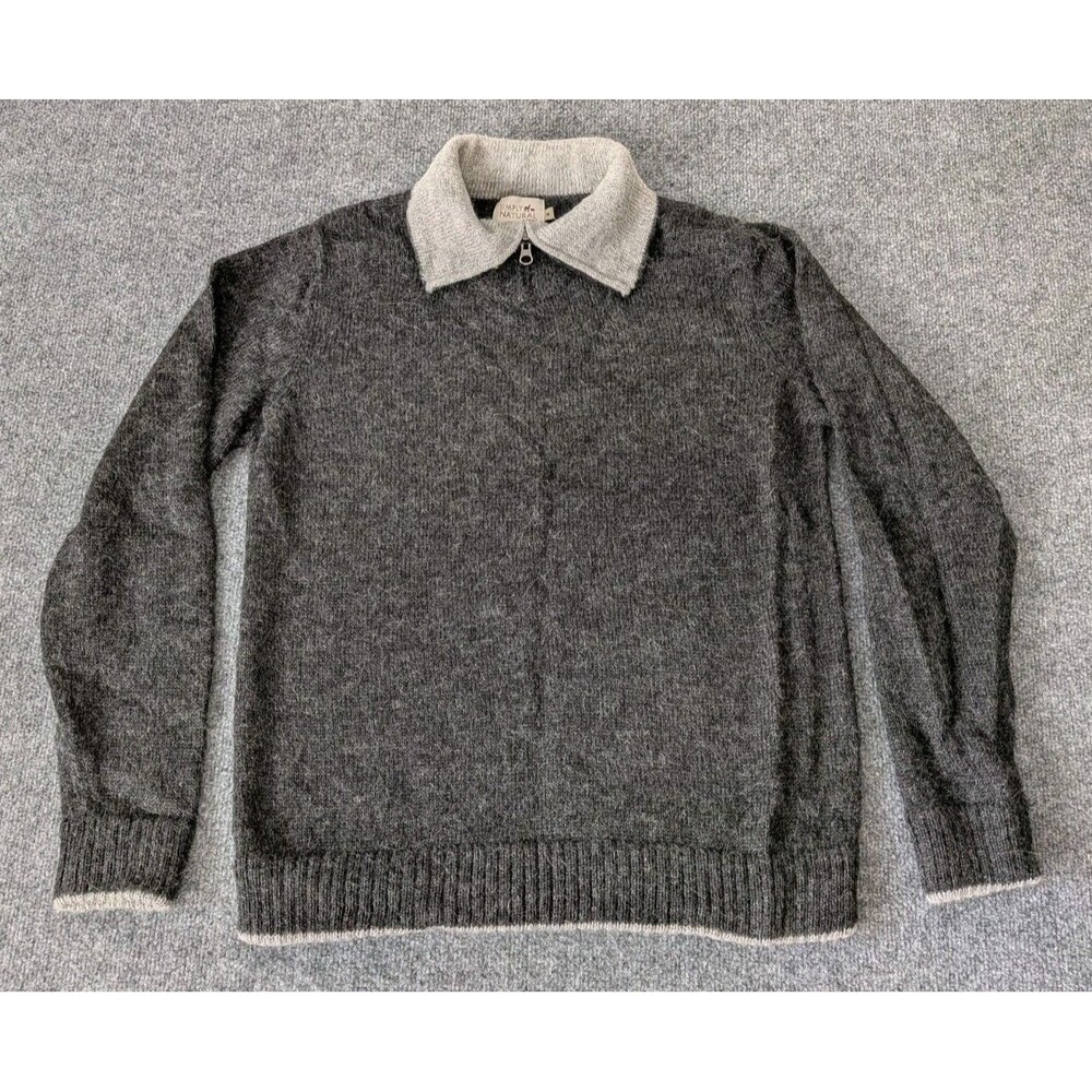 Simply Natural Alpaca Sweater Half Zip Men's Sz Small Gray